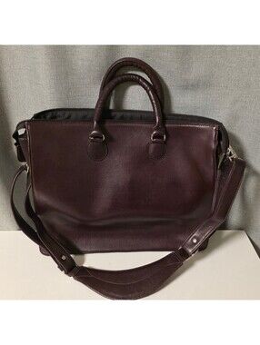 Claire Chase Dark Brown Leather Briefcase with Shoulder Strap